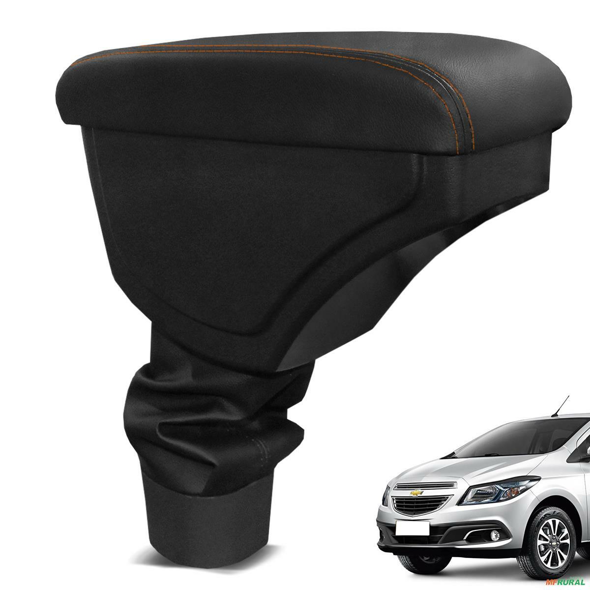 Apoio de Braço Onix Prisma 2013 A 2019 Preto Linha Laranja Couro 599370