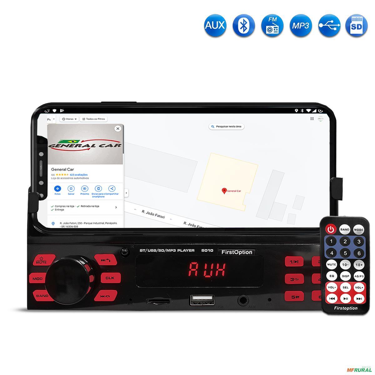 Radio Automotivo M5010 Bluetooth Usb fm Com Suporte Celular E 675112