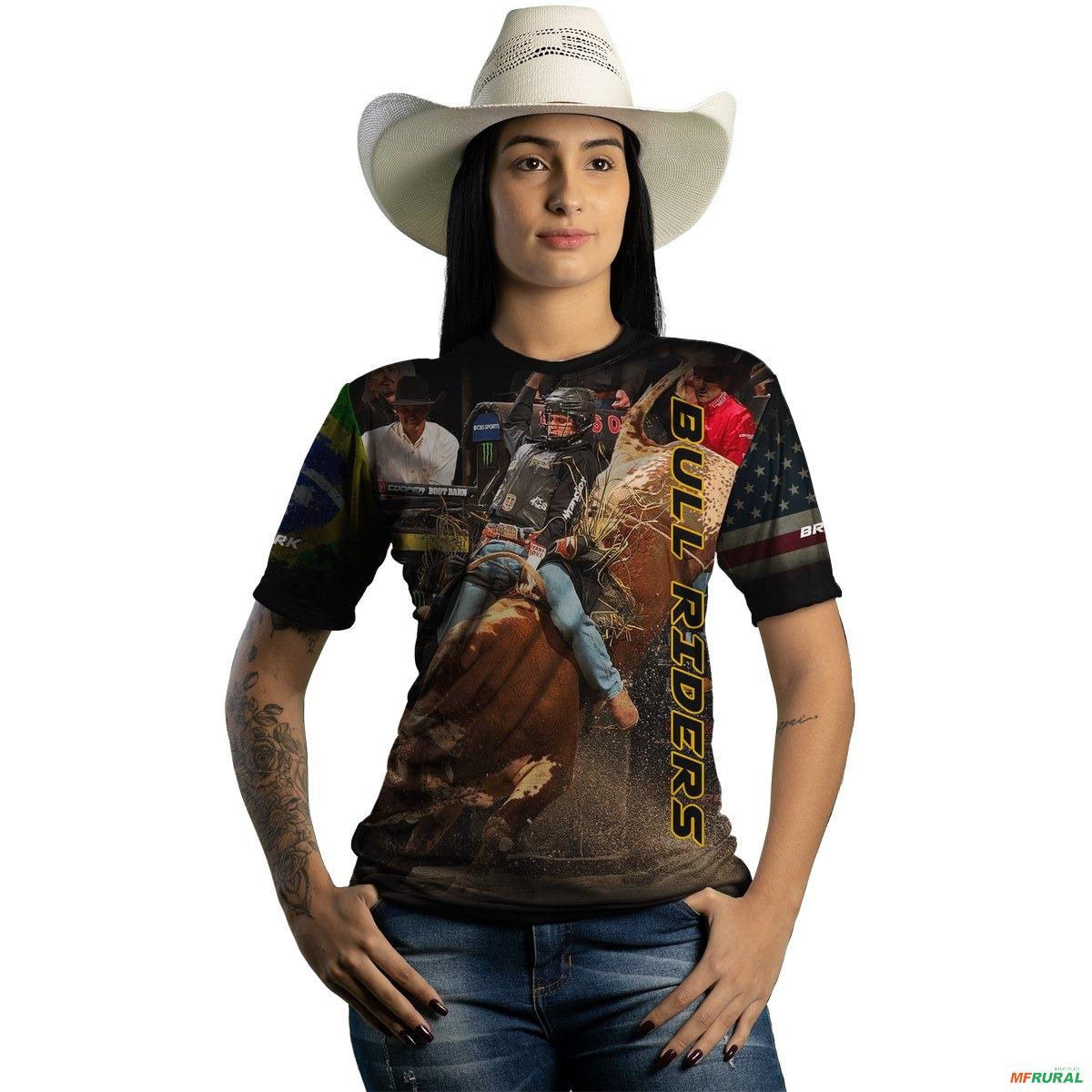 Camiseta Country Brk Rodeio Bull Rider Brasil 5 Com Uv50 - 683948
