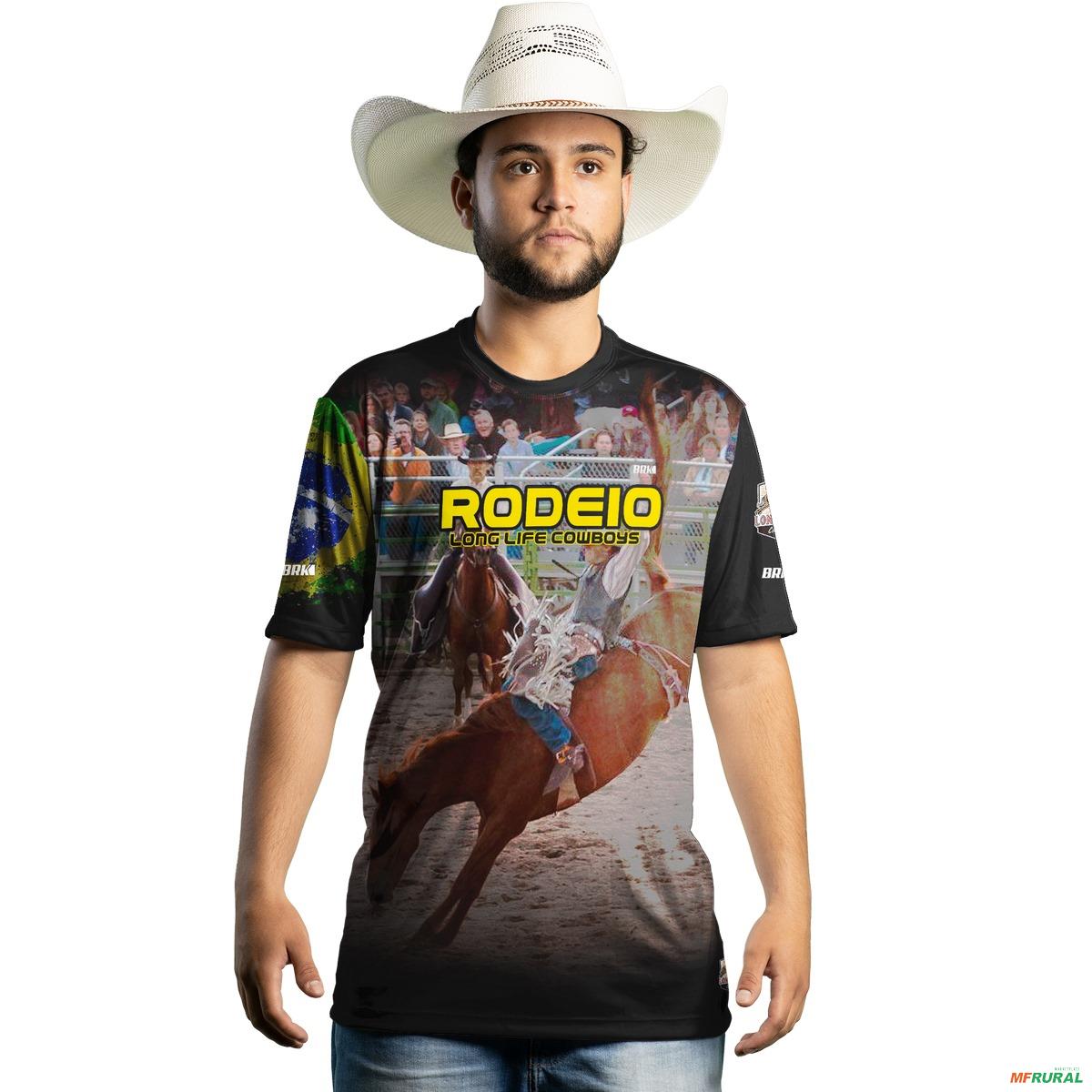 Camiseta Country Brk Rodeio Bull Rider Brasil Com Uv50 - 686534