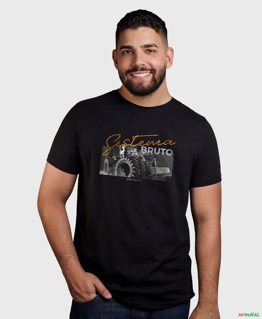 Camiseta Agro Brk Trator Sistema É Bruto Preta Algodão Egípcio - 794192